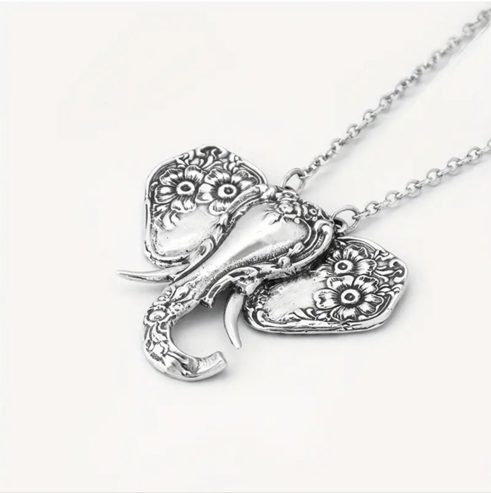 BOHO FLOWER ELEPHANT NECKLACE ZINC ALLOY NYG - Picture 3 of 4